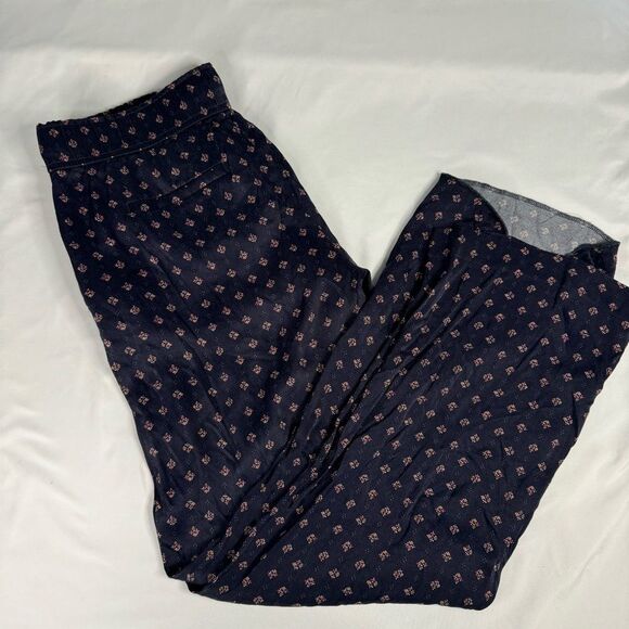 LOFT Pant Women Viscose Pull On Navy Geo Print Wide Leg Lounge Size 2 FLAW - Picture 11 of 11